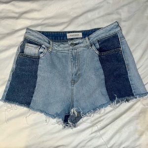 Pacsun High Rise Size 28 Ripped Colorblock Jean Shorts